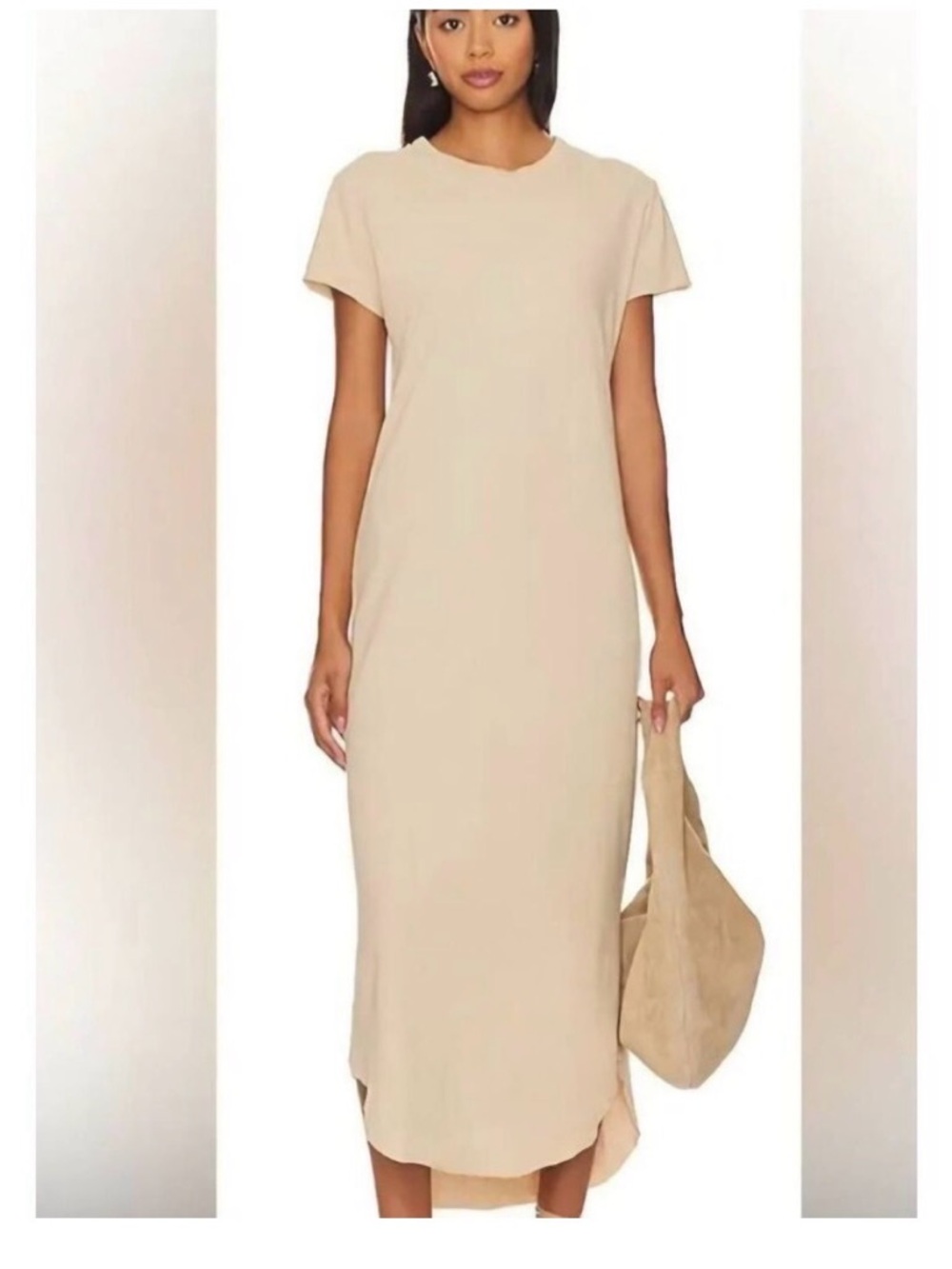 Frank & Eileen Beige Short-Sleeve Midi Dress